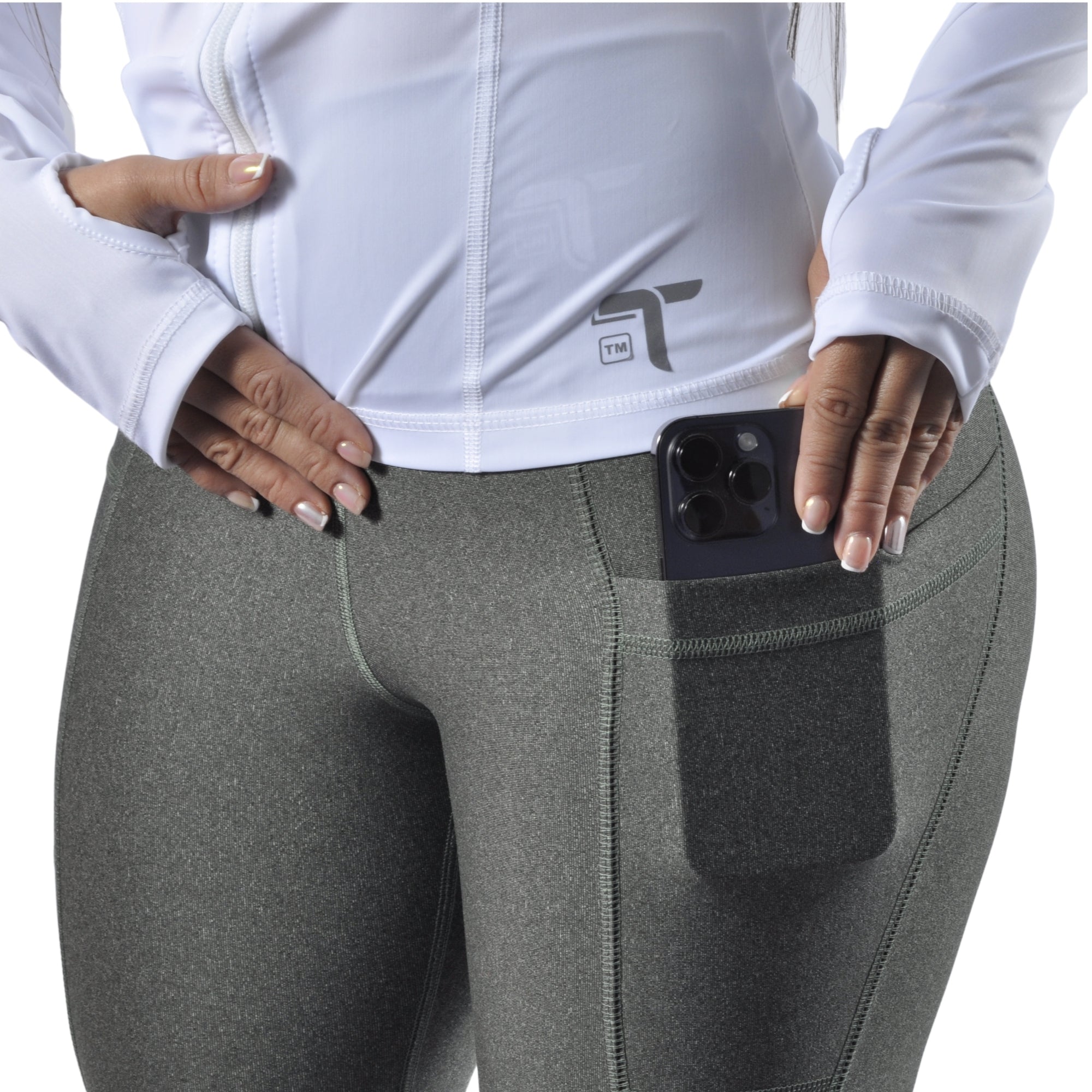 Leggins Deportivo Mujer - Bolsillo Lateral Tuacol Verde Jaspeado - At Fit Sport Colombia #