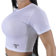 Camiseta Crop Top Mujer Manga Corta Madeira Pac At Fit  Sport Blanco - At Fit Sport Colombia #