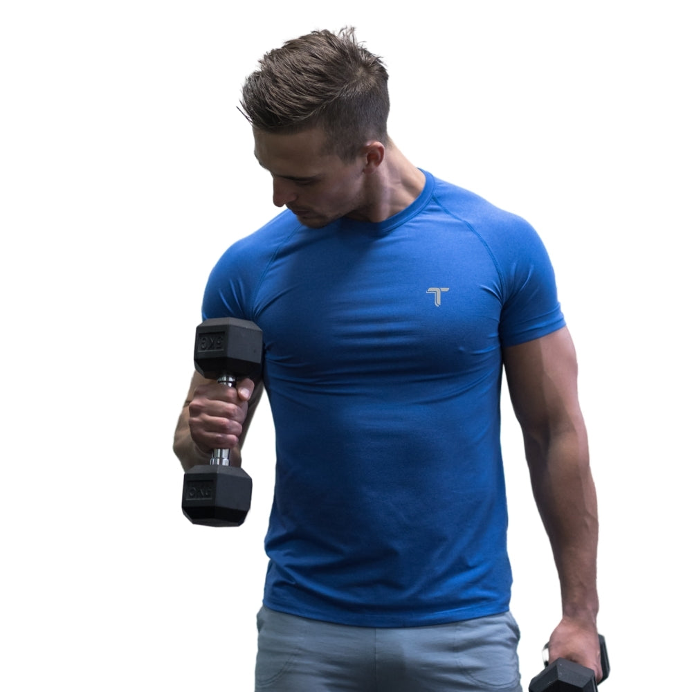 Camiseta Deportiva Hombre Azul Manga Corta I Fit Sport - At Fit Sport Colombia #