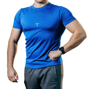 Camiseta Deportiva Hombre Azul Manga Corta I Fit Sport - At Fit Sport Colombia #