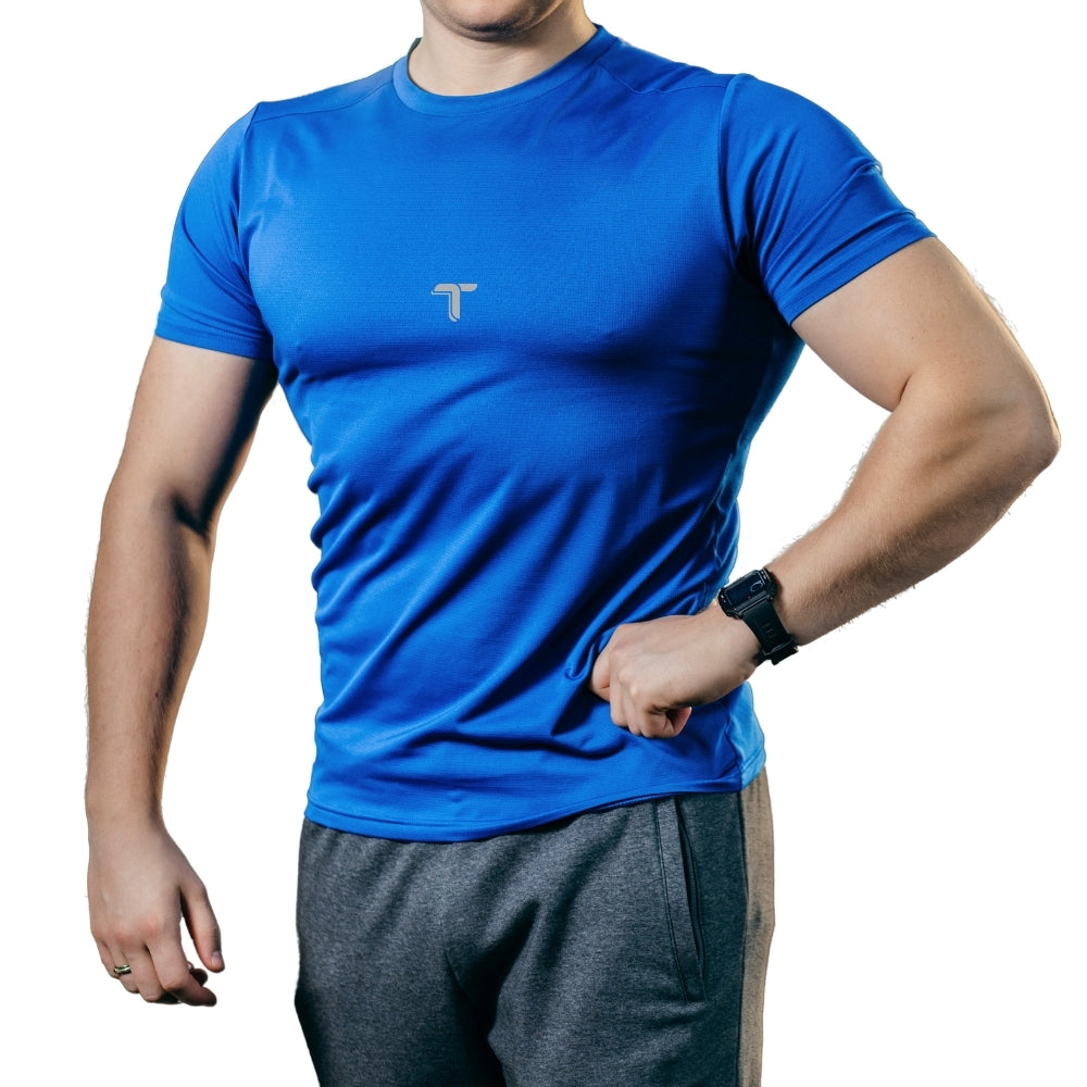 Camiseta Deportiva Hombre Azul Manga Corta I Fit Sport - At Fit Sport Colombia #