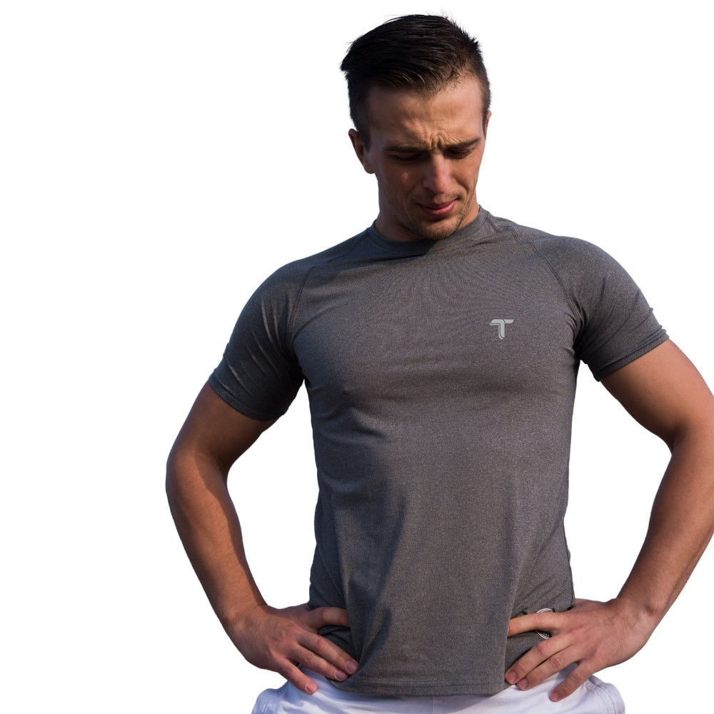Camiseta deportiva hombre manga corta gris At Fit Sport