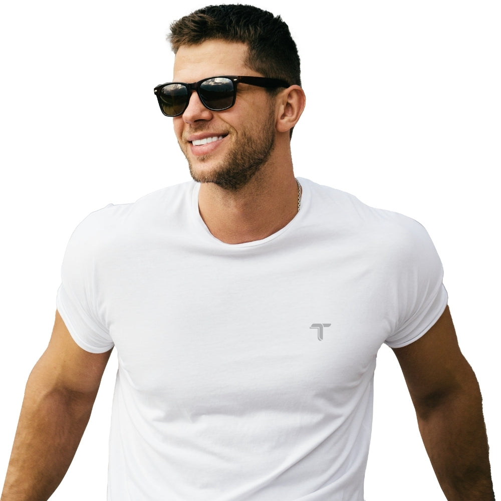 Camiseta Deportiva Hombre Blanca Manga Corta I Fit Sport - At Fit Sport Colombia #