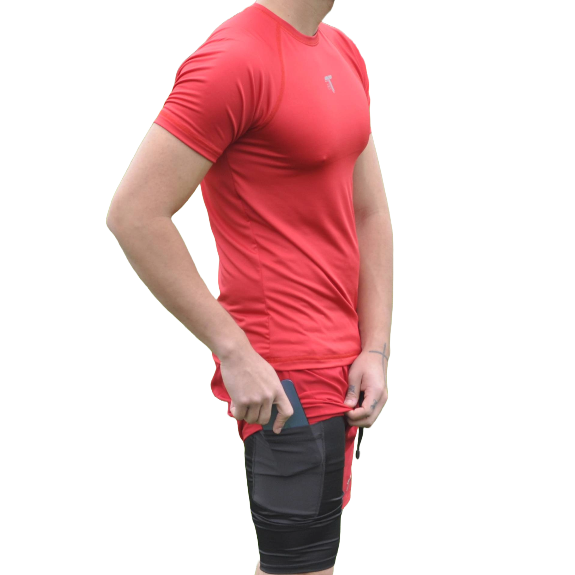 Camiseta Deportiva Hombre Roja Manga Ranglan I Fit Sport - At Fit Sport Colombia #