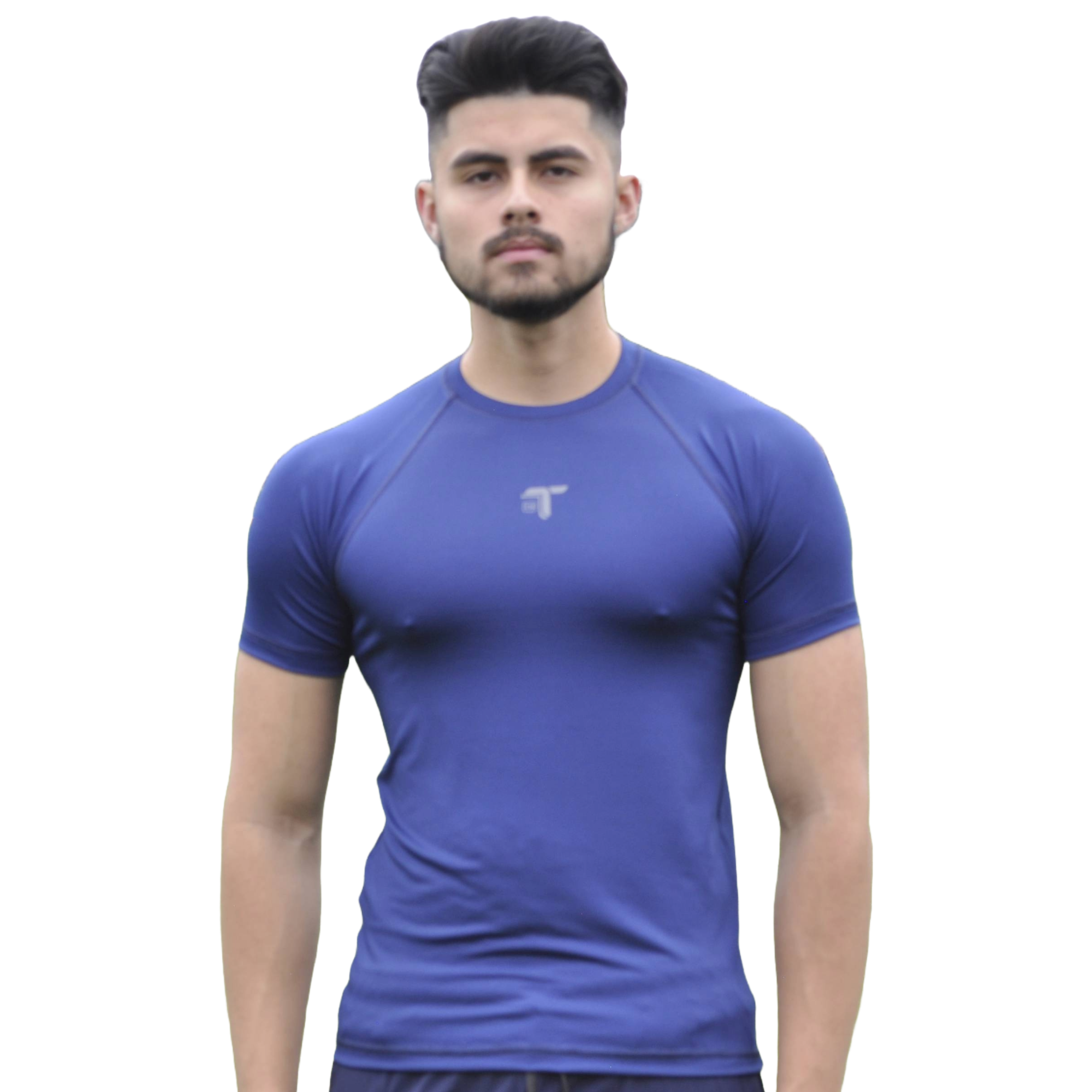 Camiseta deportiva hombre manga ranglan Zopilote azul At Fit Sport Colombia