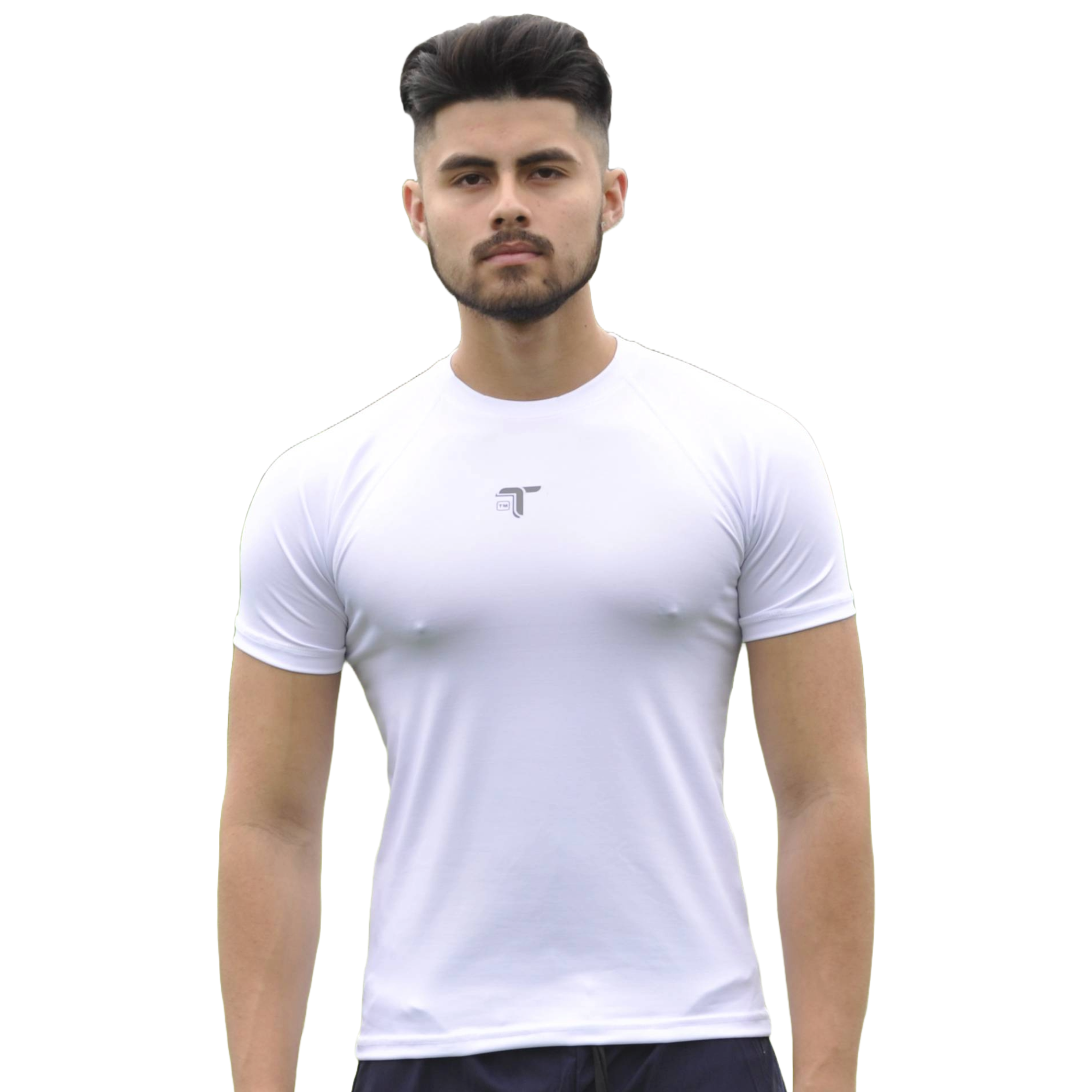 Camiseta deportiva hombre manga ranglan Zopilote blanco At Fit Sport Colombia