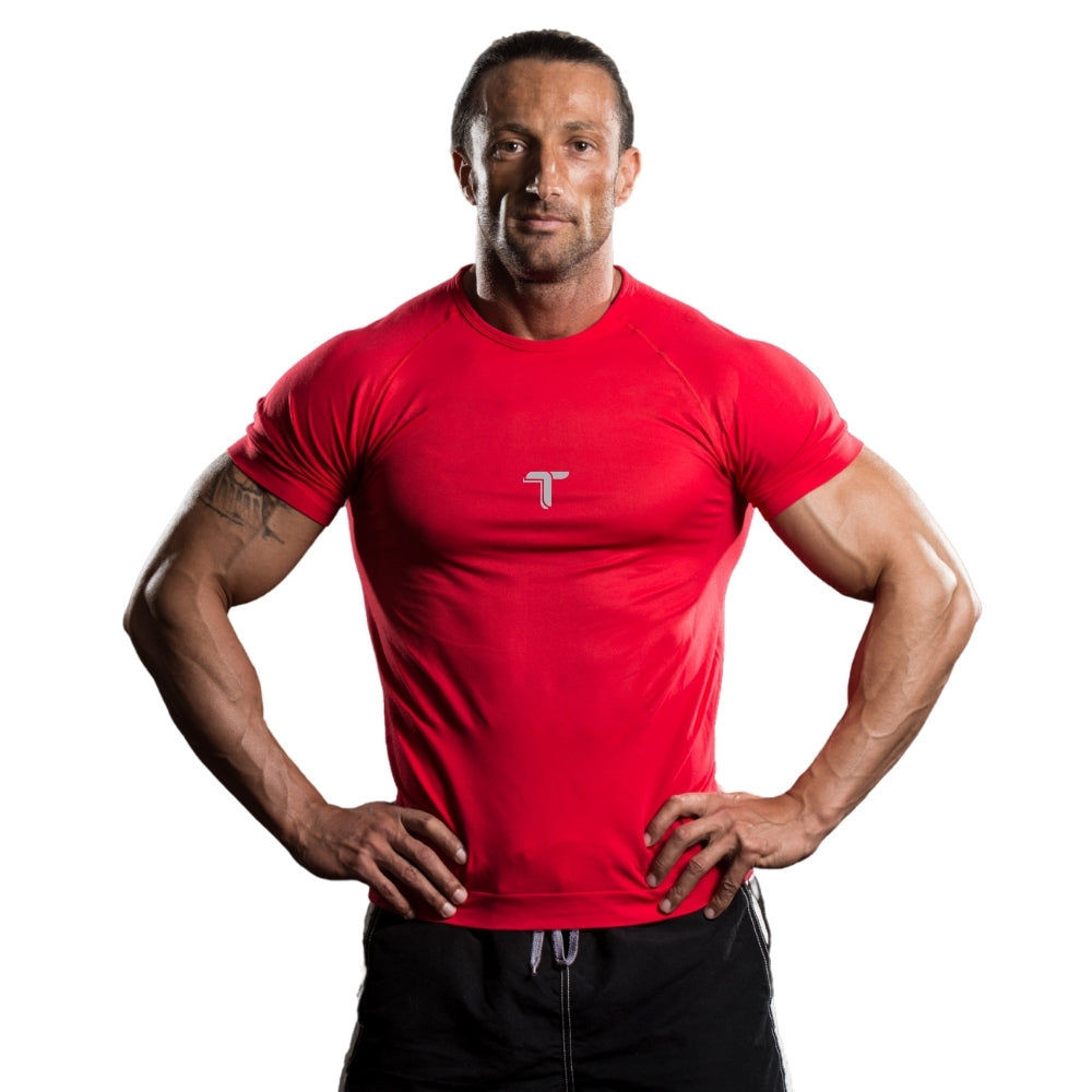 Camiseta Deportiva Hombre Roja Manga Corta SI Fit Sport - At Fit Sport Colombia #