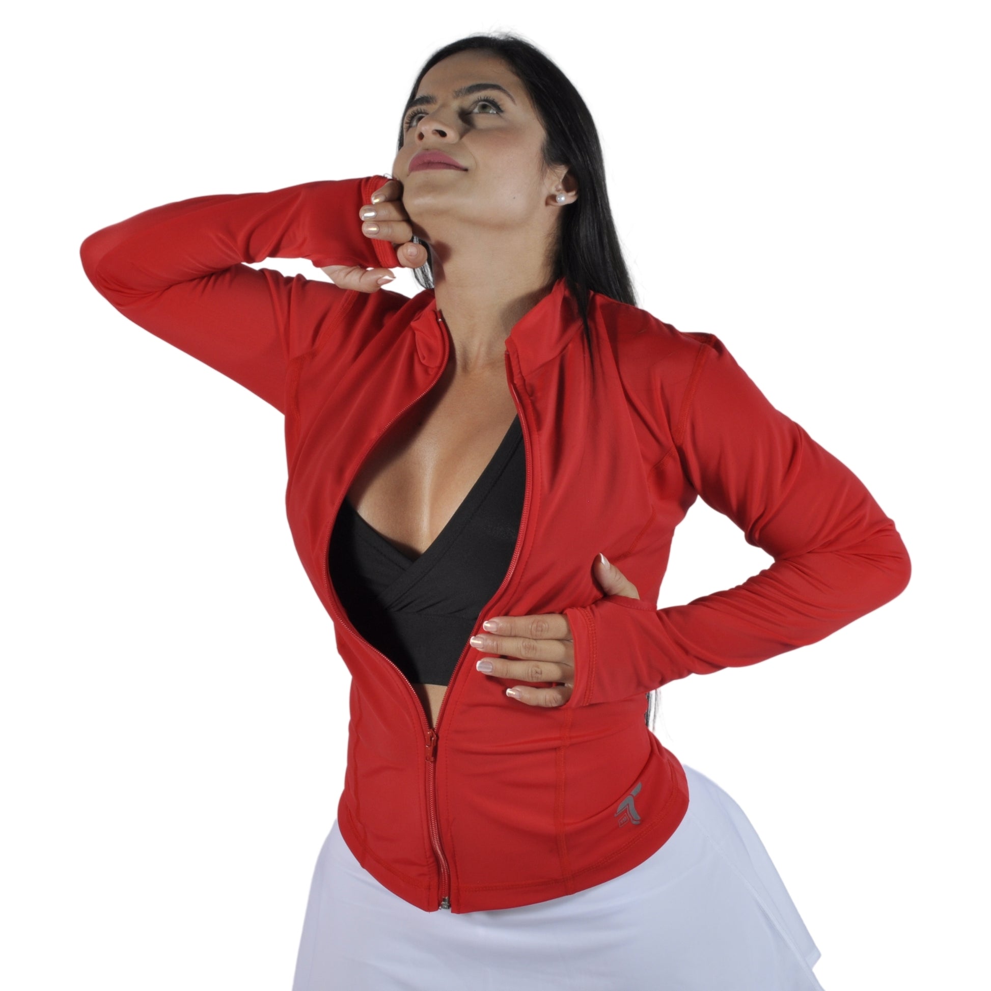 Chaqueta deportiva blanca slim fit para entrenar mujer At Fit Sport Colombia