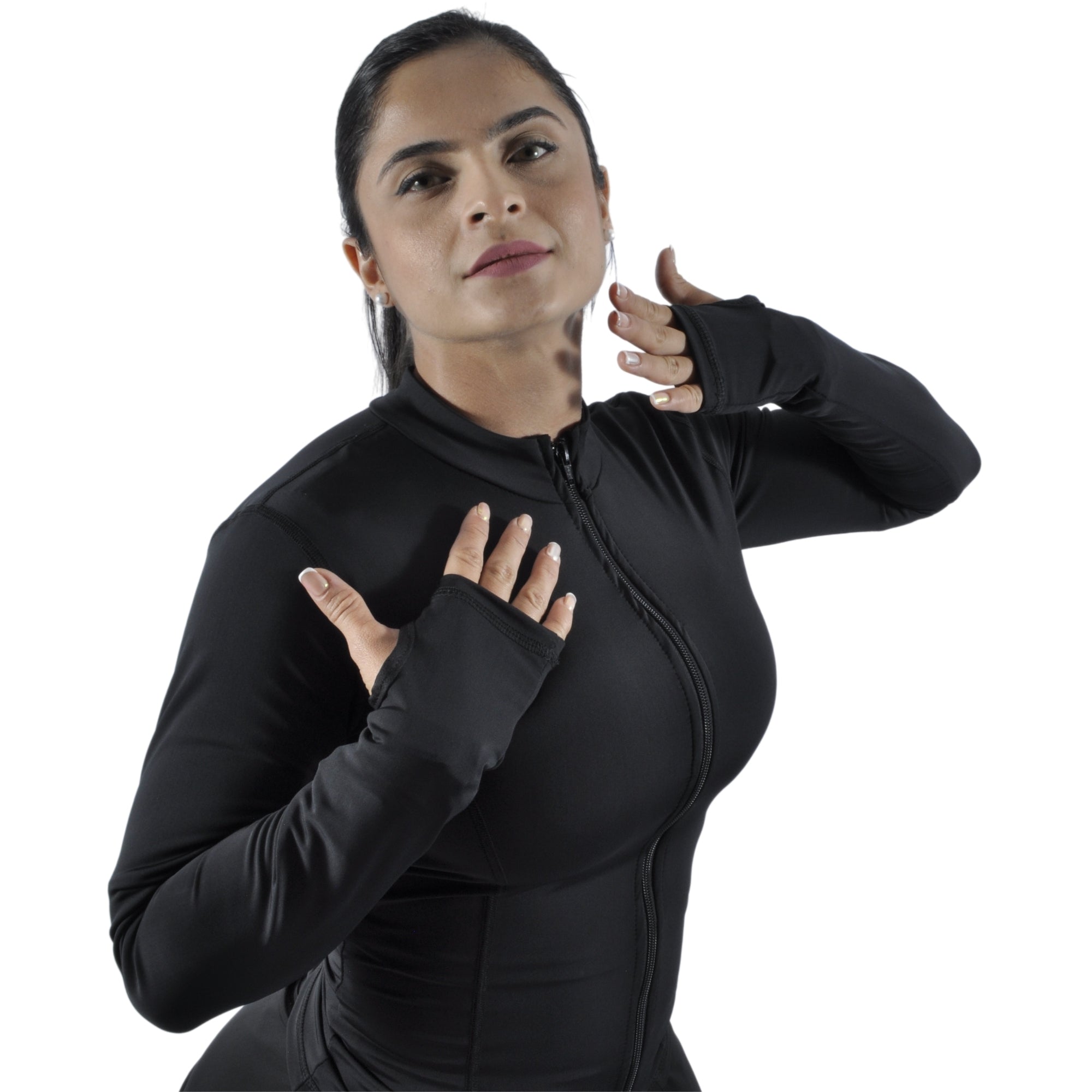 Chaqueta Deportiva Mujer Slim Fit Negra I Fit Sport - At Fit Sport Colombia #