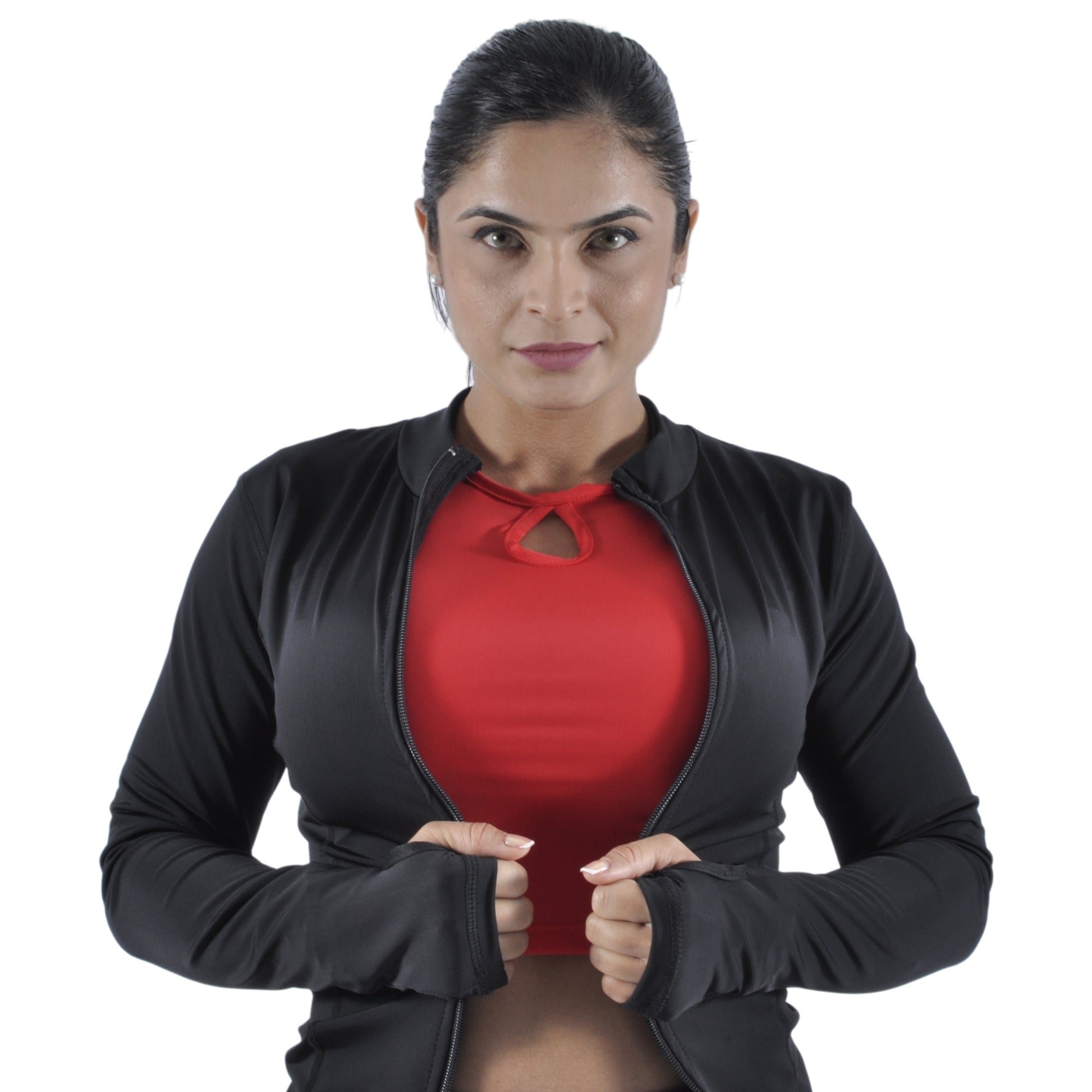 Chaqueta Deportiva Mujer Slim Fit Negra At Fit Sport - At Fit Sport Colombia #