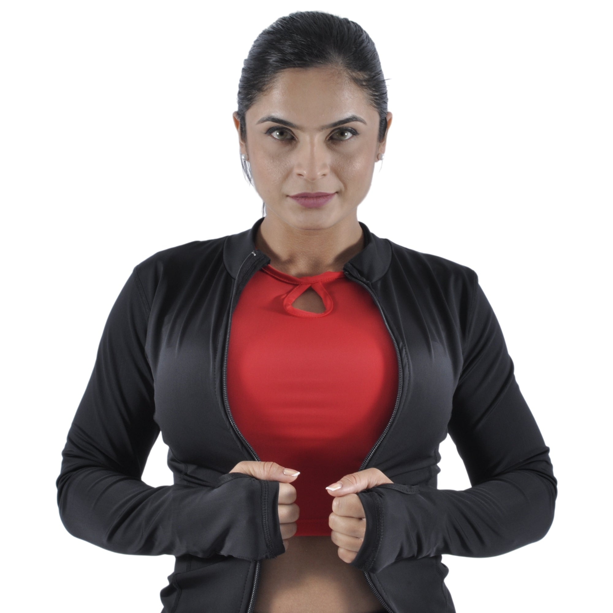 Chaqueta Deportiva Mujer Slim Fit Negra At Fit Sport - At Fit Sport Colombia #