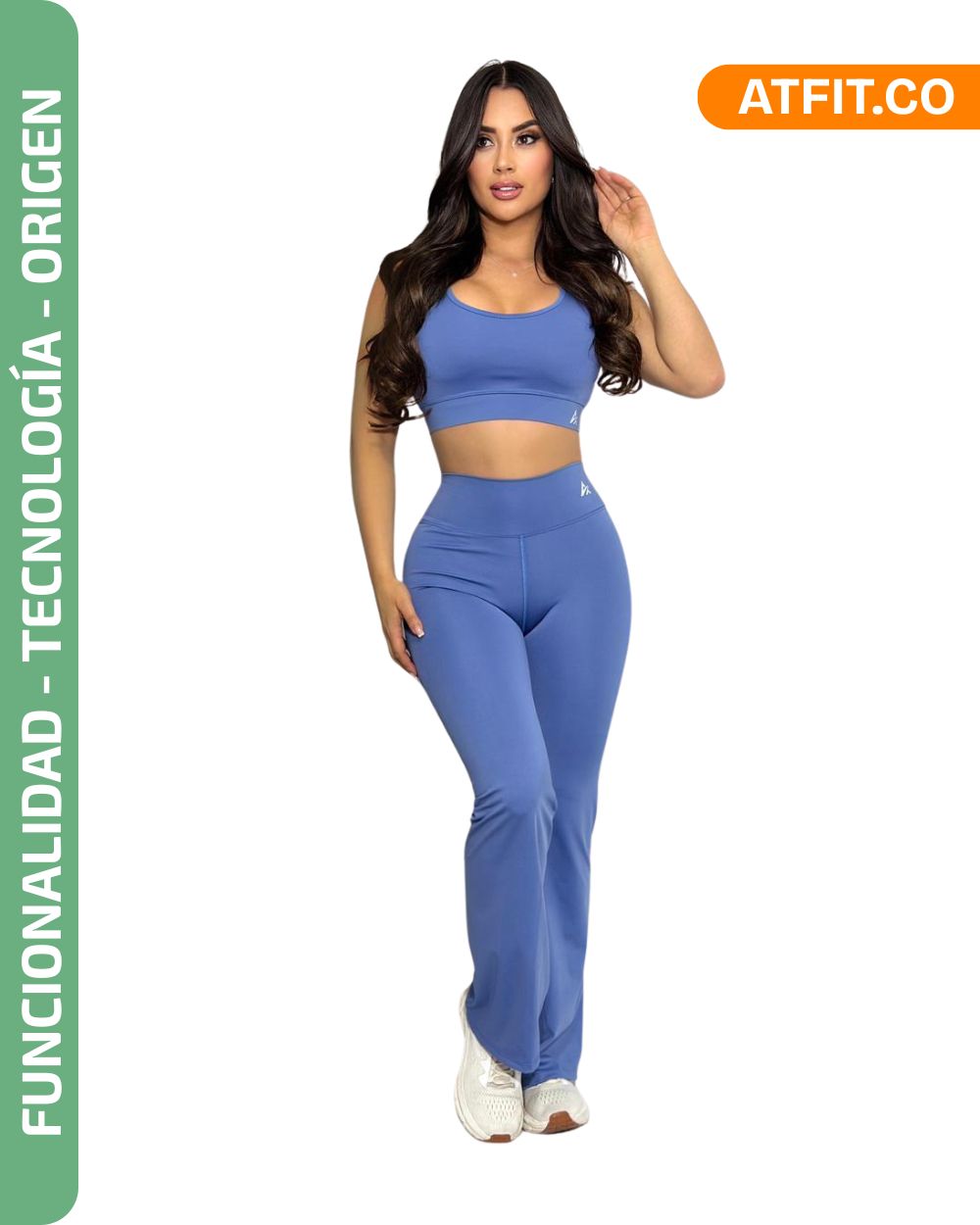 Conjunto Deportivo Mujer: Leggings Bota Campana Tiro Alto y Top | At + Fit Sport