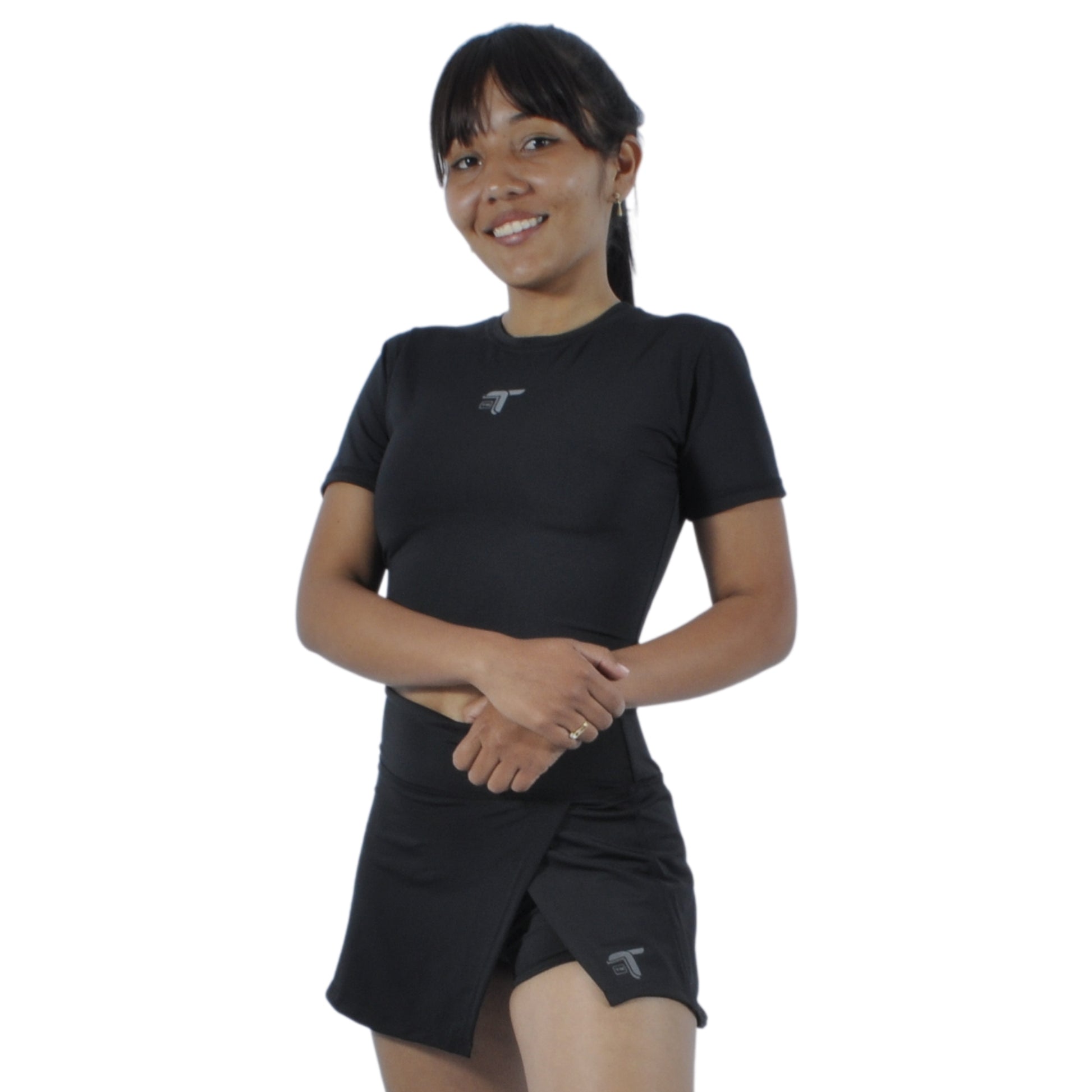 Falda Short Deportiva Tenista Cruzada Inca Tuacol Negra - At Fit Sport Colombia #