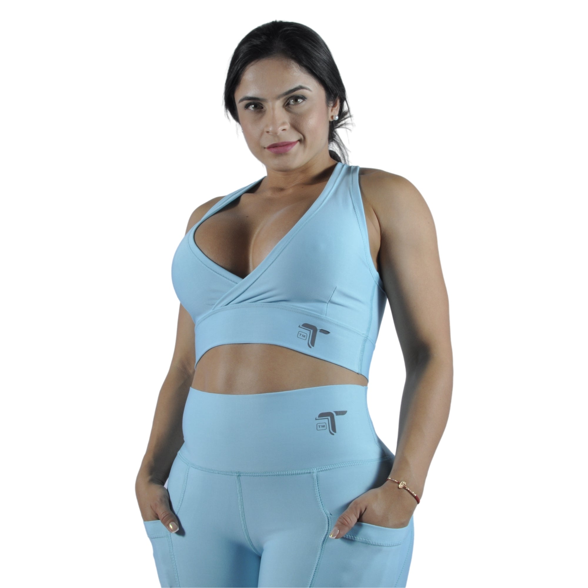 Leggins Deportivo Mujer - Bolsillo Lateral Tuacol Azul Celeste - At Fit Sport Colombia #
