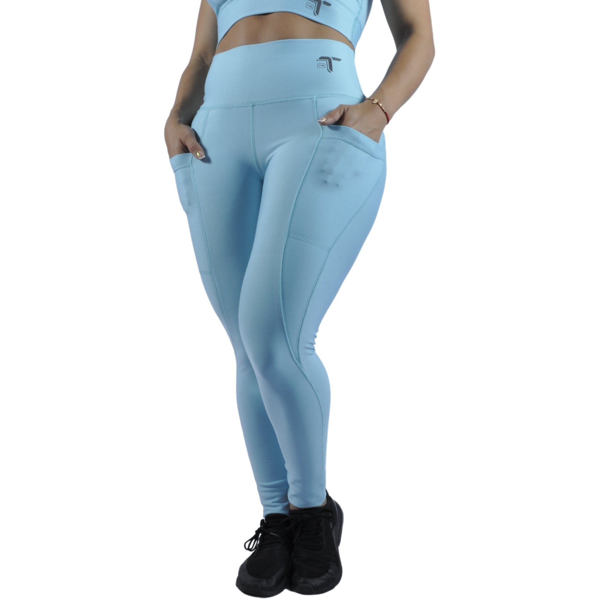 Leggins Deportivo Mujer - Bolsillo Lateral Tuacol Azul Celeste - At Fit Sport Colombia #