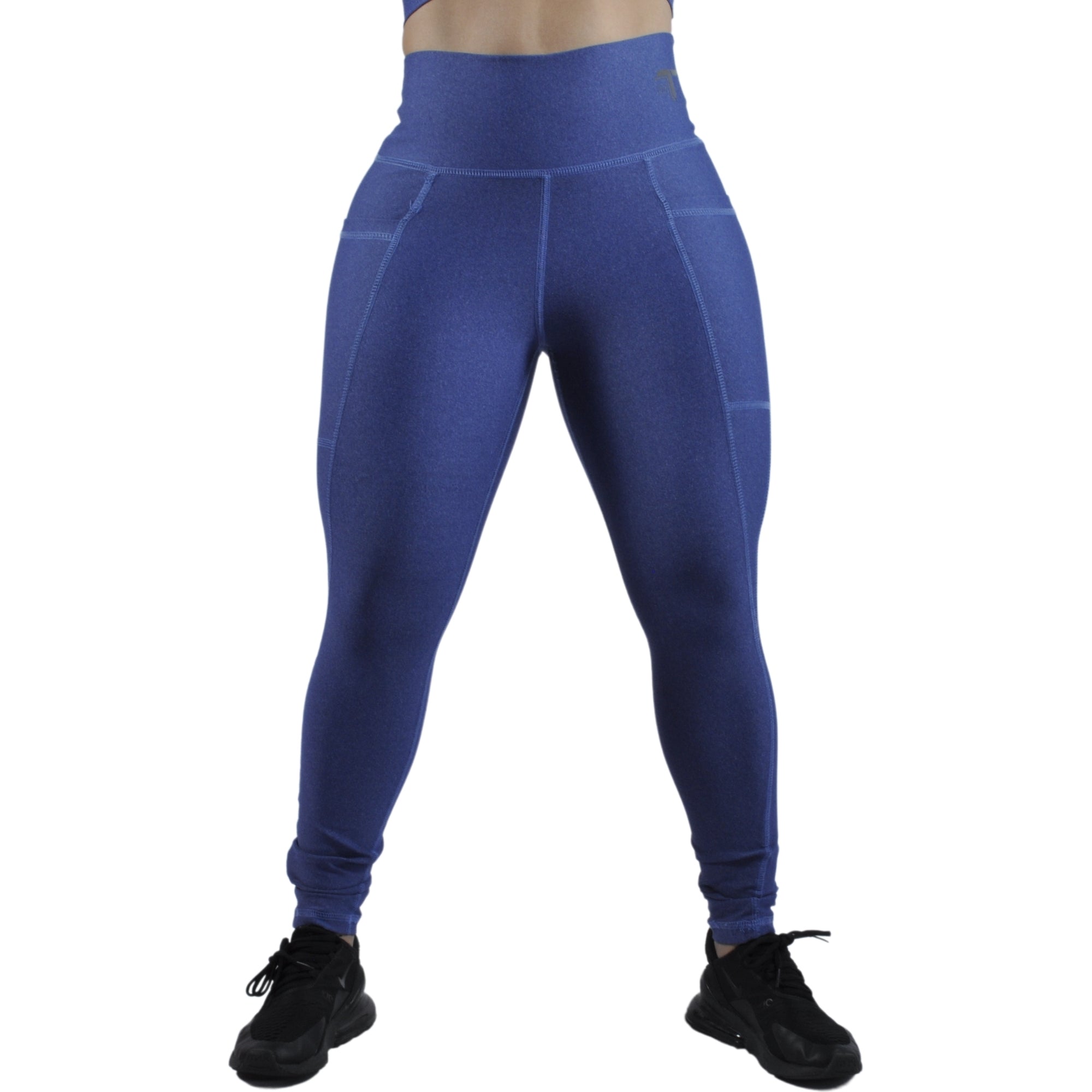 Leggins Deportivo Mujer - Bolsillo Lateral Tuacol Azul Jaspeado - At Fit Sport Colombia #