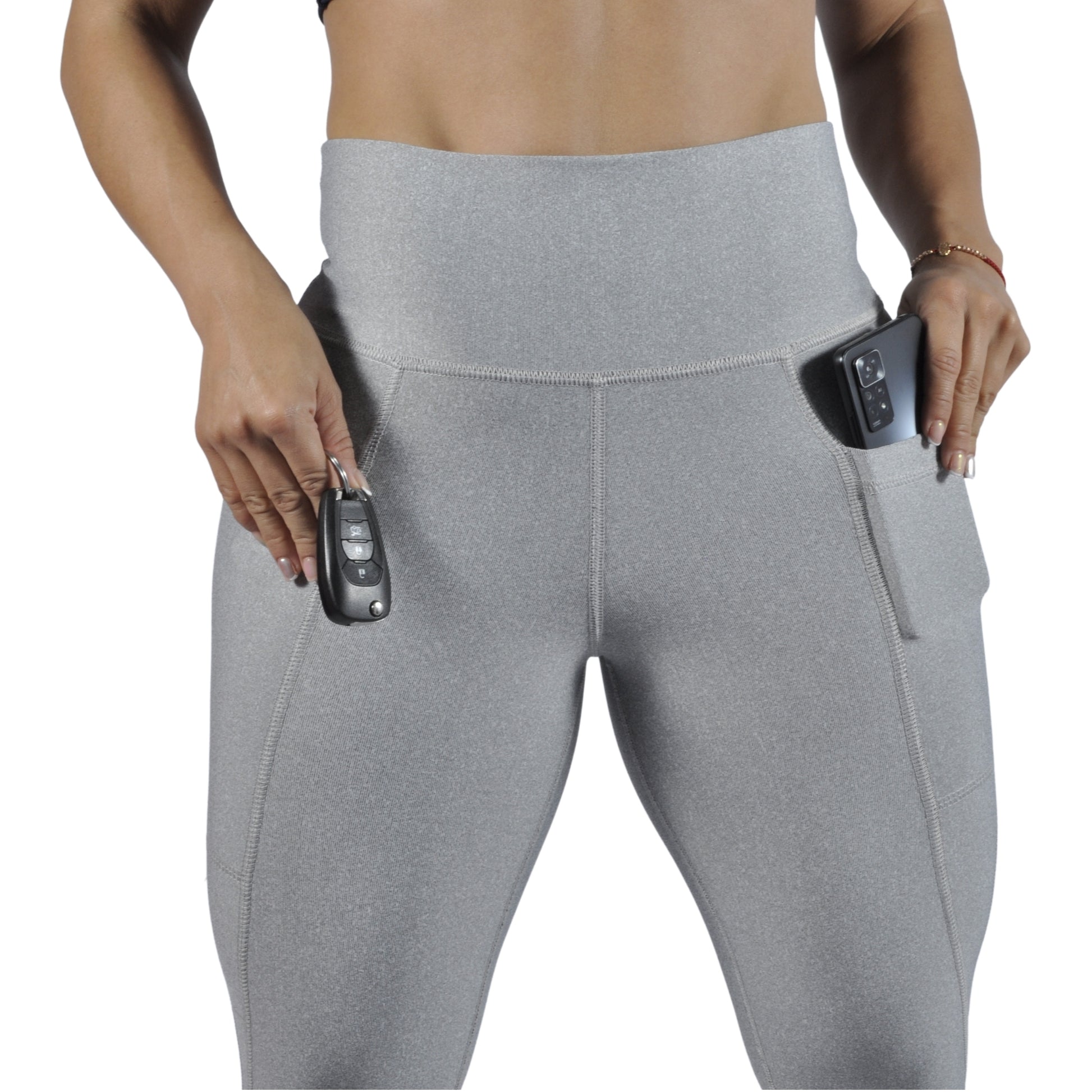 Leggins Deportivo Mujer - Bolsillo Lateral Tuacol Gris Claro - At Fit Sport Colombia #