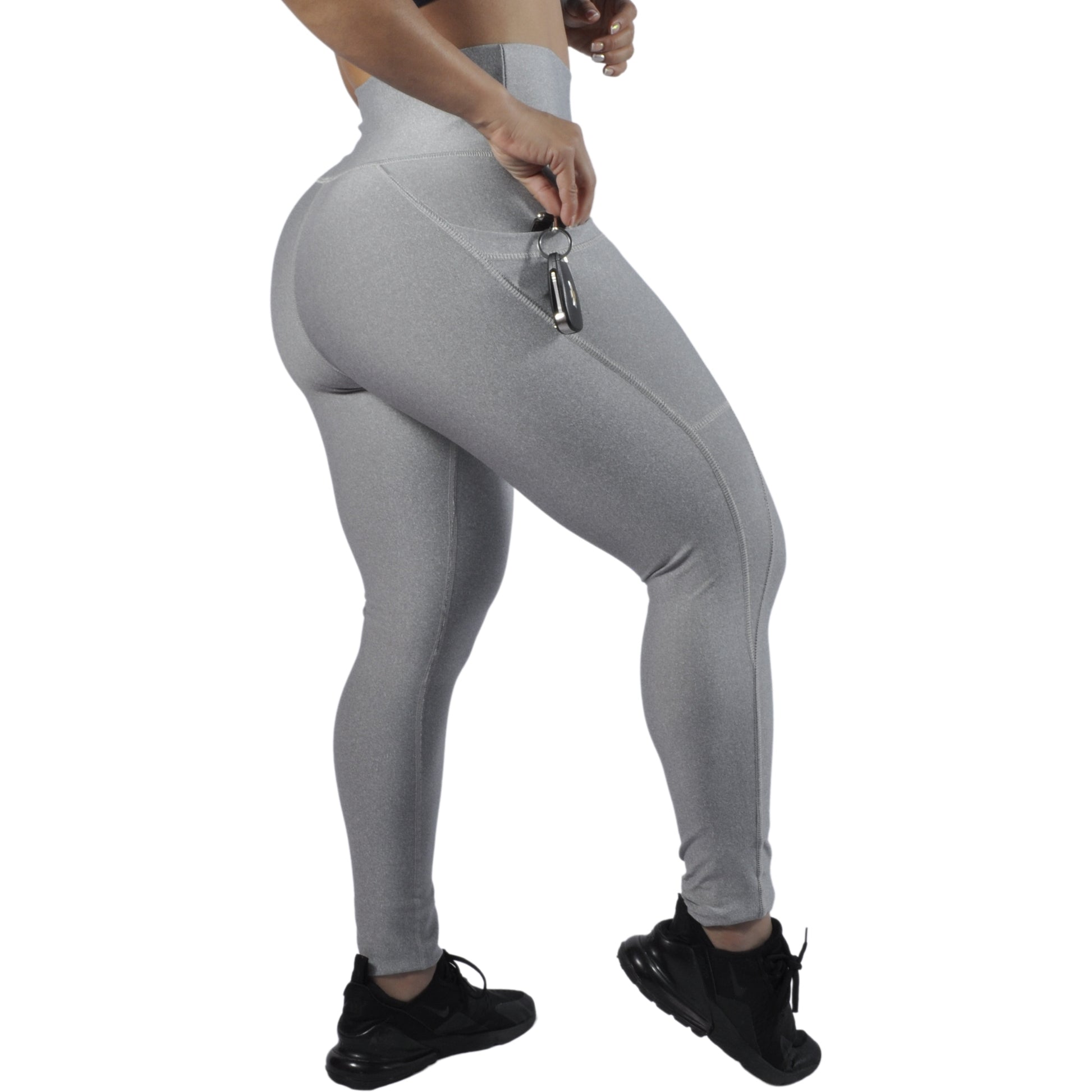 Leggins Deportivo Mujer - Bolsillo Lateral Tuacol Gris Claro - At Fit Sport Colombia #