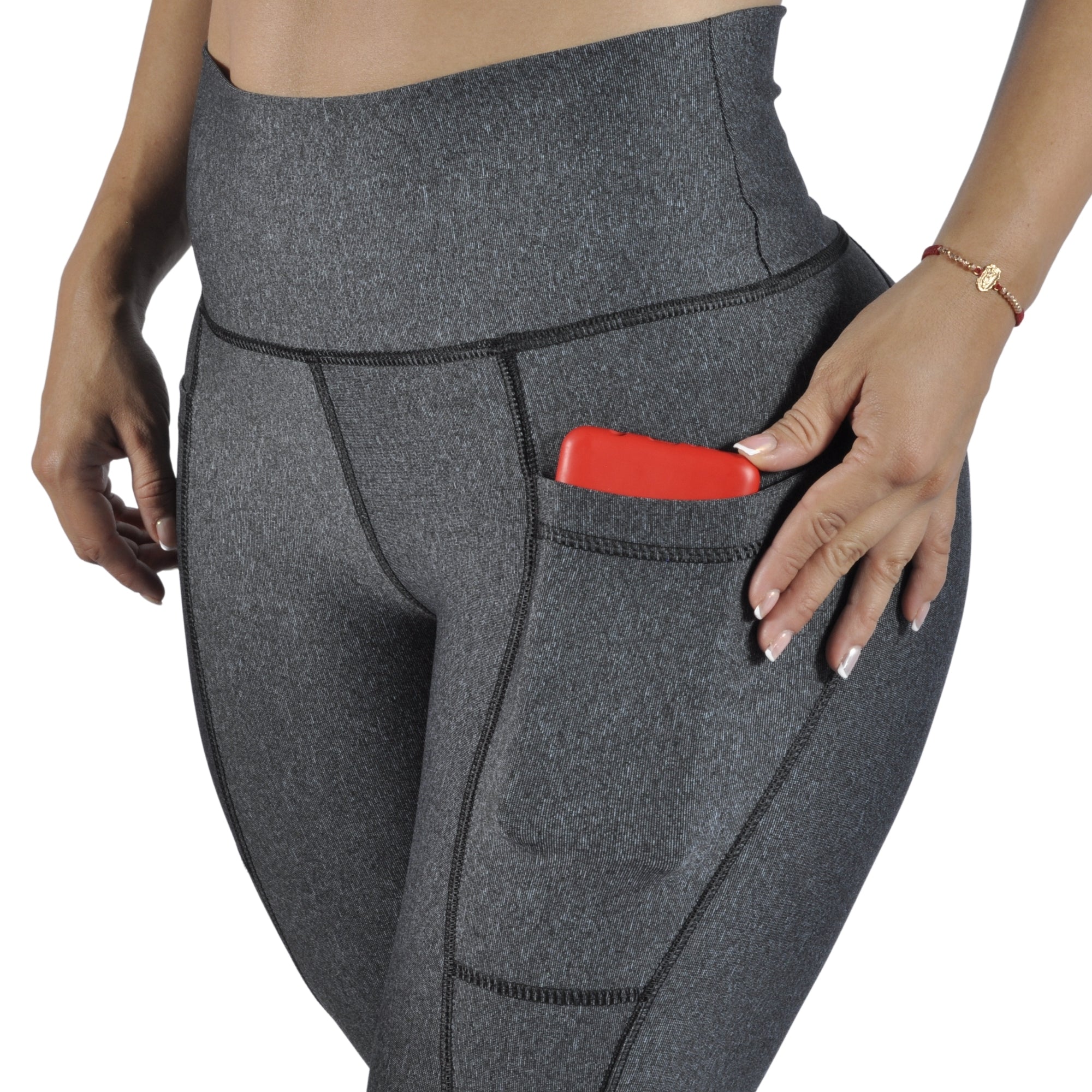 Leggins Deportivo Mujer - Bolsillo Lateral Tuacol Gris Jaspeado - At Fit Sport Colombia #