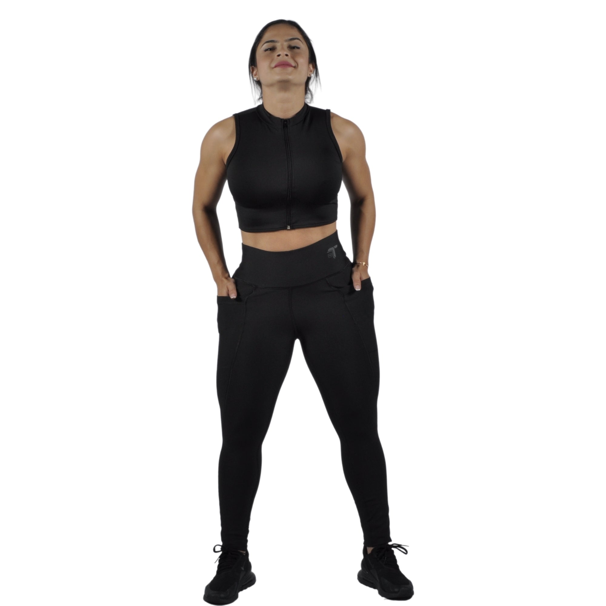 Leggins Deportivo Mujer - Bolsillo Lateral Tuacol Negro - At Fit Sport Colombia #