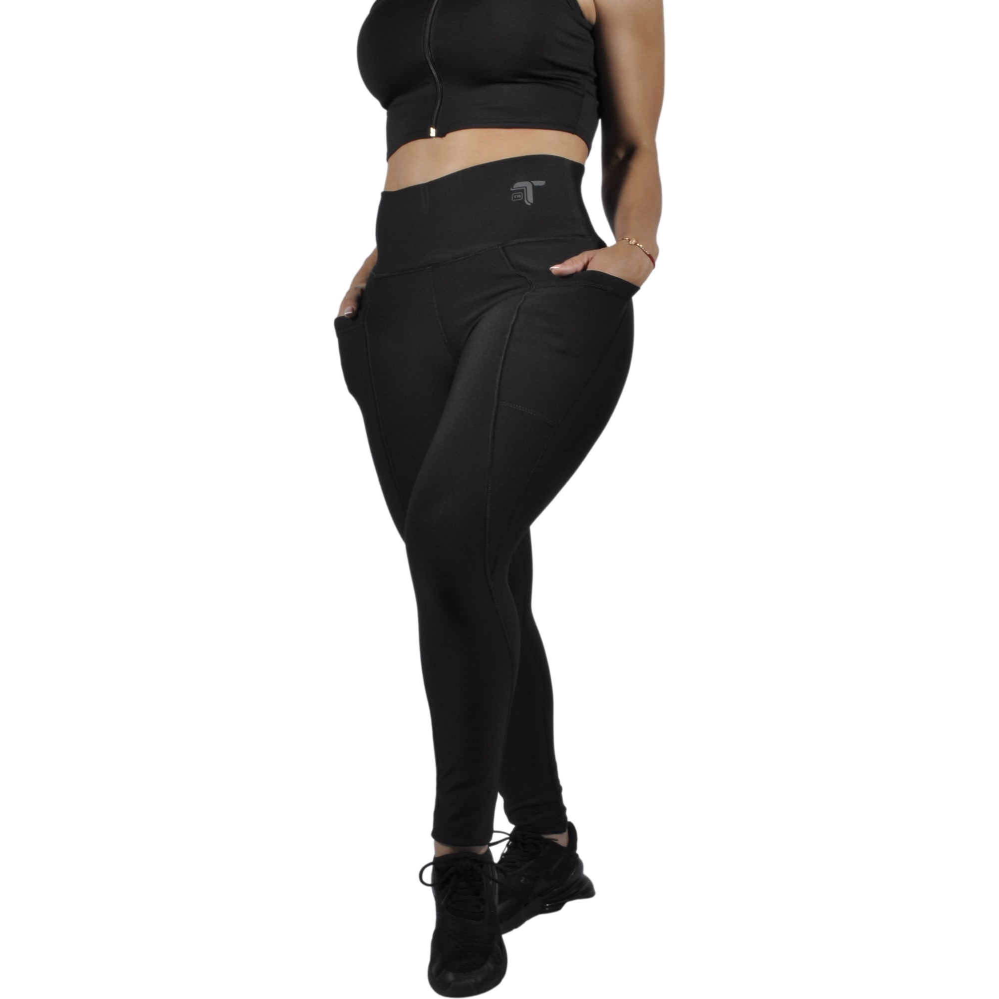Leggins Deportivo Mujer - Bolsillo Lateral Tuacol Negro - At Fit Sport Colombia #