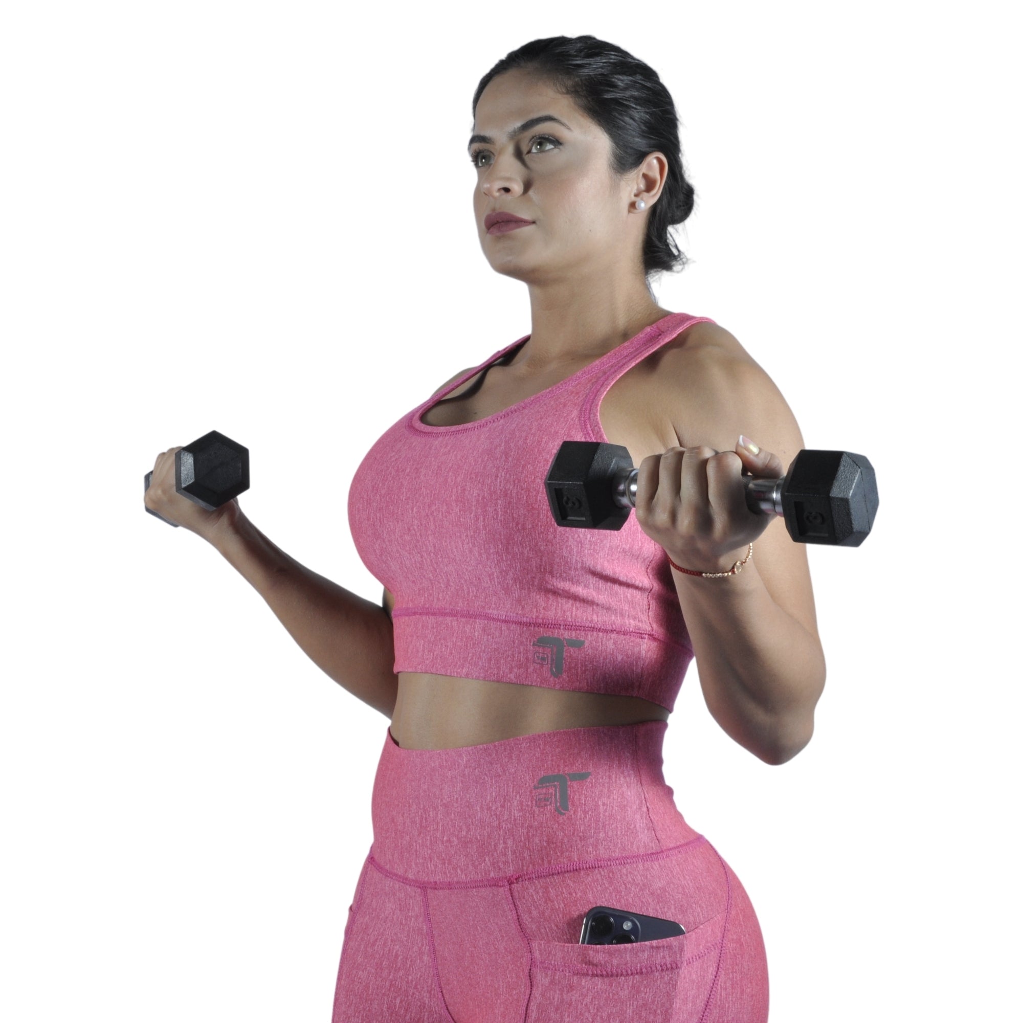 Leggins Deportivo Mujer - Bolsillo Lateral Tuacol Rojo Jaspeado - At Fit Sport Colombia #