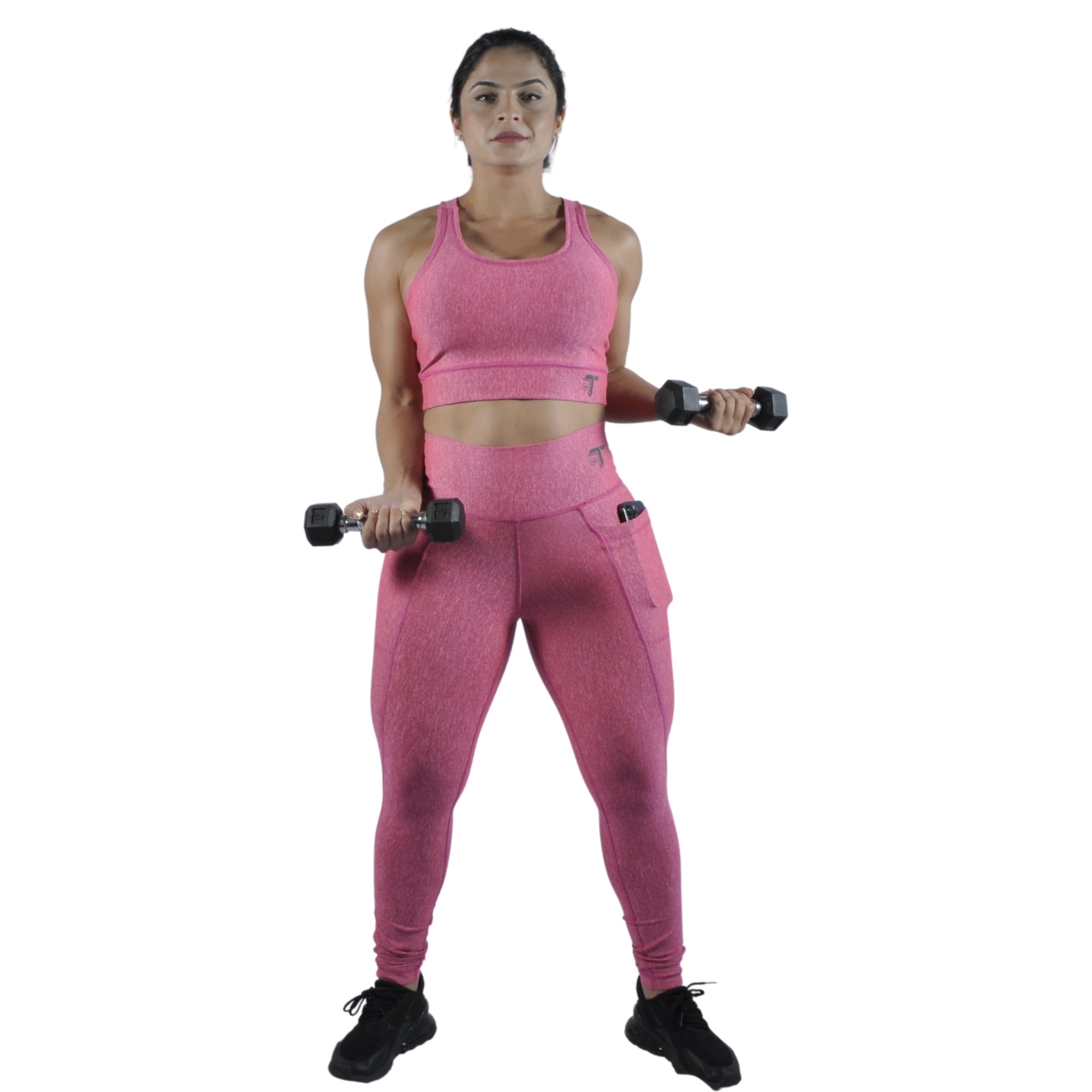 Leggins Deportivo Mujer - Bolsillo Lateral Tuacol Rojo Jaspeado - At Fit Sport Colombia #