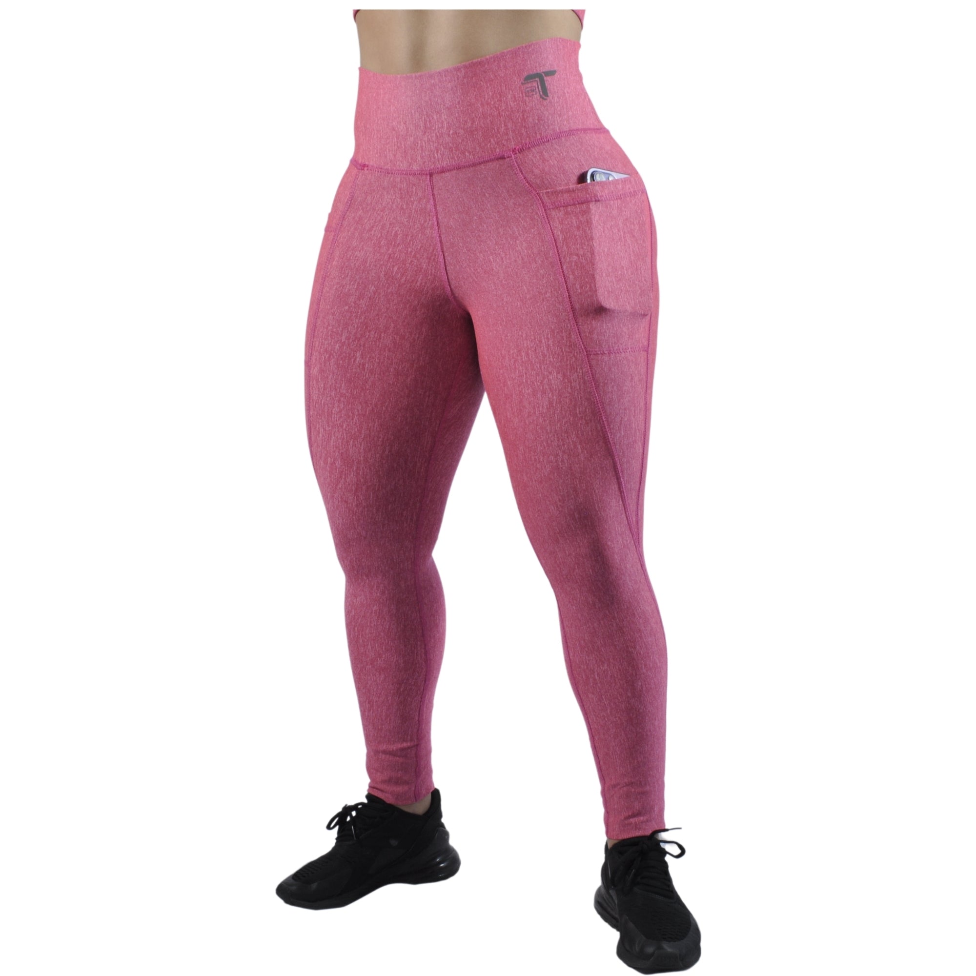 Leggins Deportivo Mujer - Bolsillo Lateral Tuacol Rojo Jaspeado - At Fit Sport Colombia #