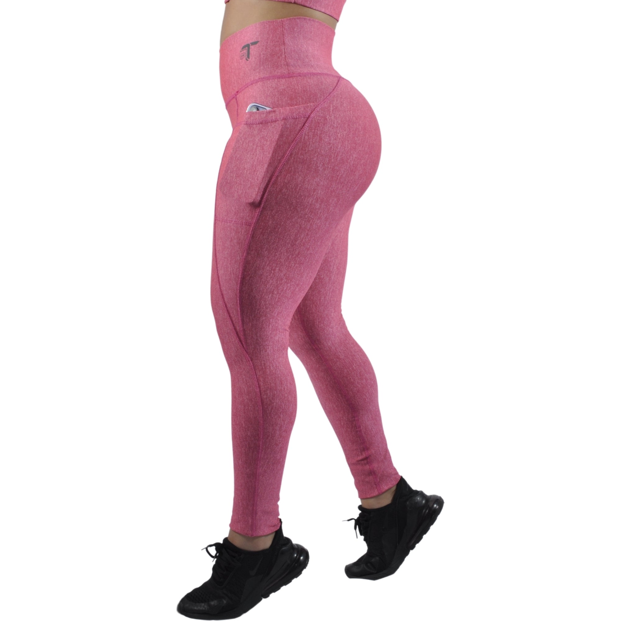 Leggins Deportivo Mujer - Bolsillo Lateral Tuacol Rojo Jaspeado - At Fit Sport Colombia #