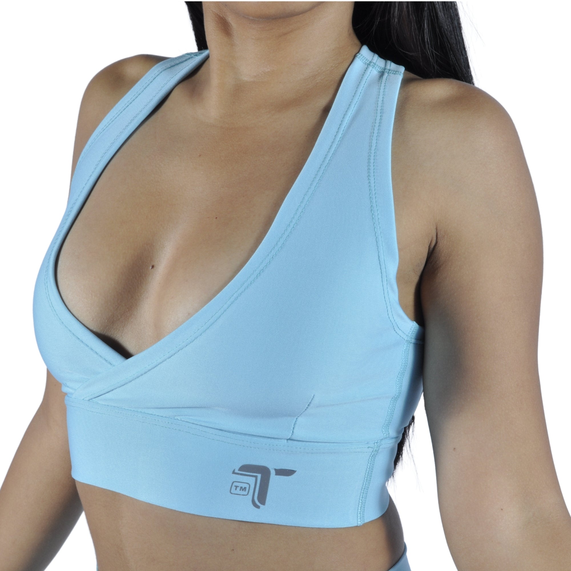 Top Deportivo Mujer - Tirantes Cruzados Ibis I Fit Sport Azul Celeste - At Fit Sport Colombia #