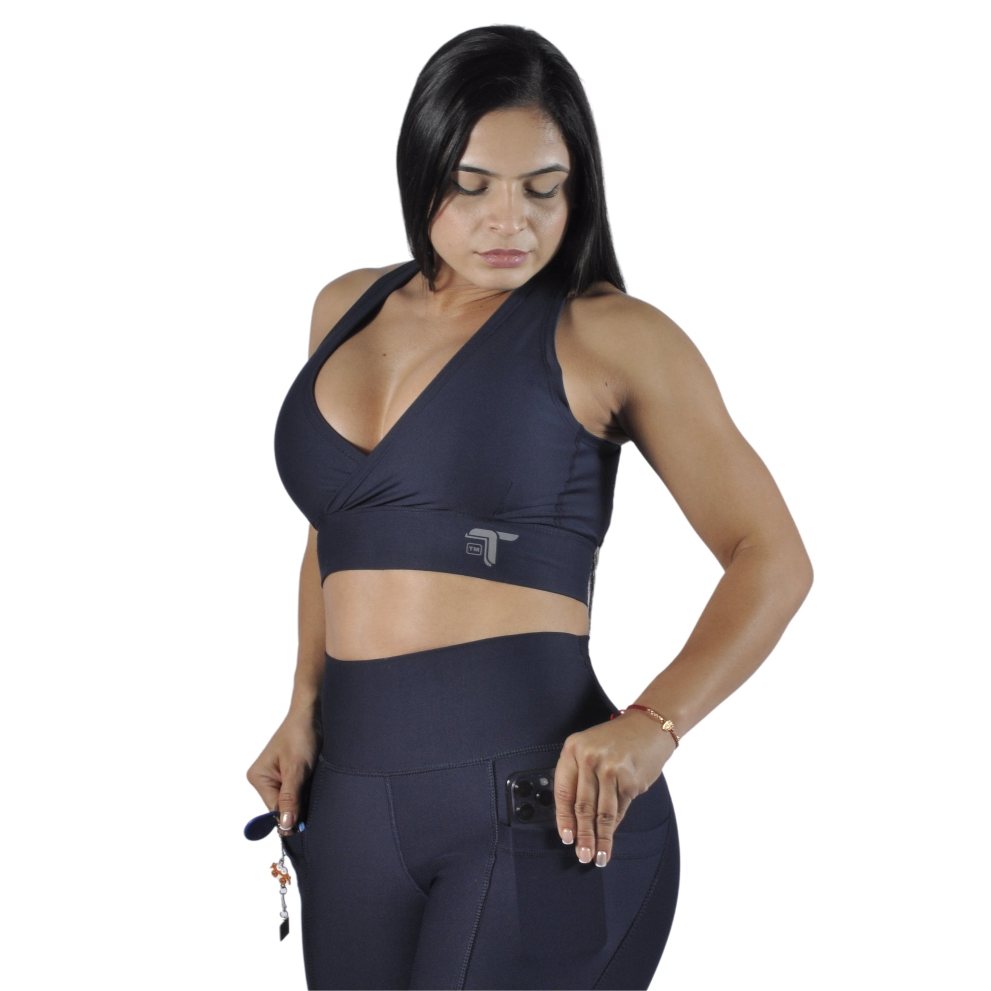 Top Deportivo Mujer - Tirantes Cruzados Ibis I Fit Sport Negro - At Fit Sport Colombia #