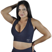 Top Deportivo Mujer - Tirantes Cruzados Ibis I Fit Sport Negro - At Fit Sport Colombia #