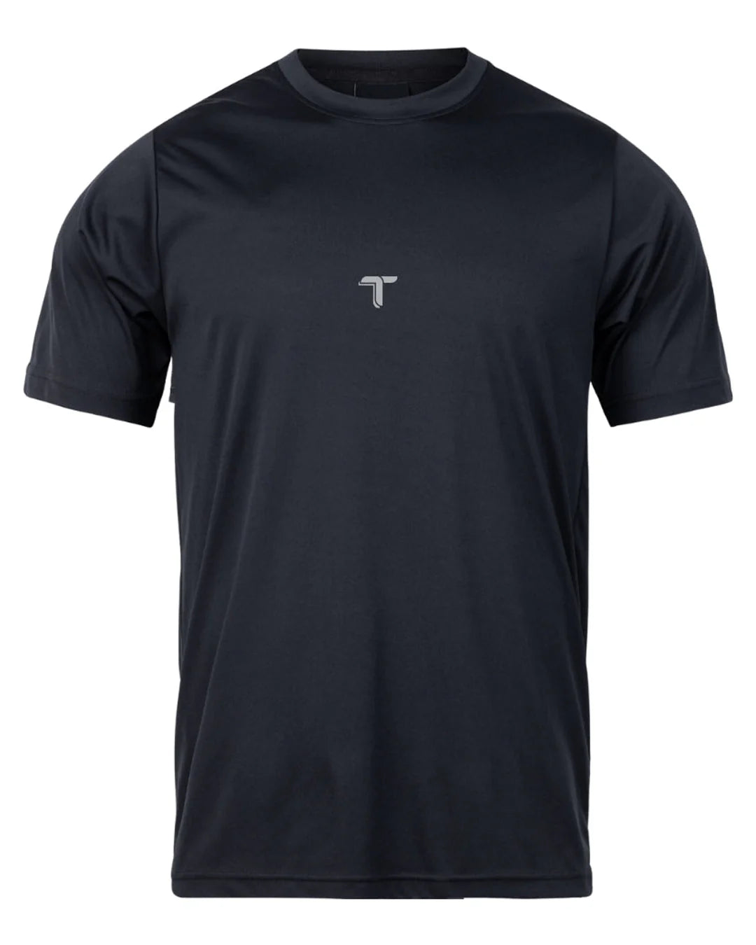 Camiseta Deportiva Hombre Manga Corta: negro prenda frontal — At Fit Sport Colombia