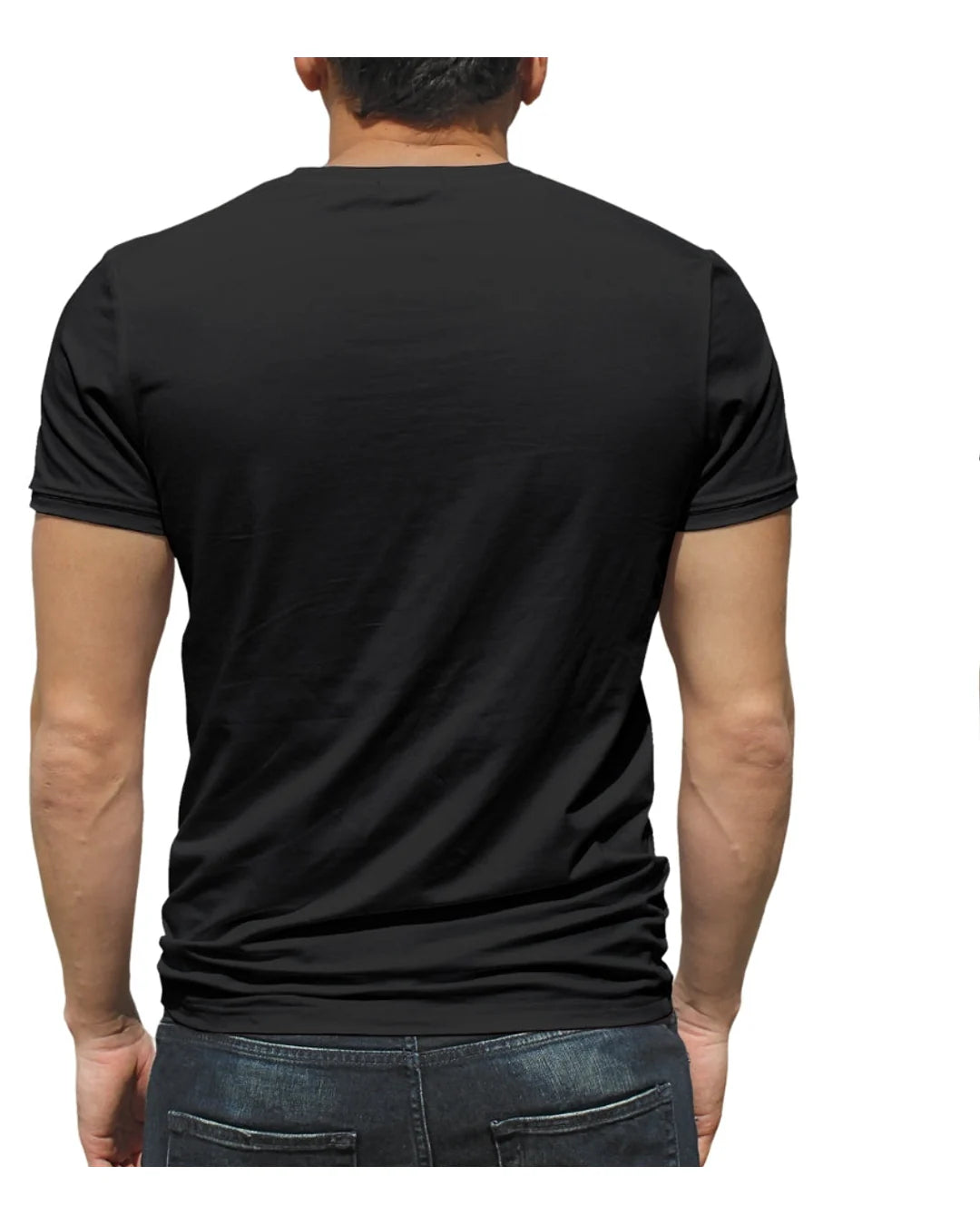 Camiseta Deportiva Hombre Manga Corta: negro posterior — At Fit Sport Colombia