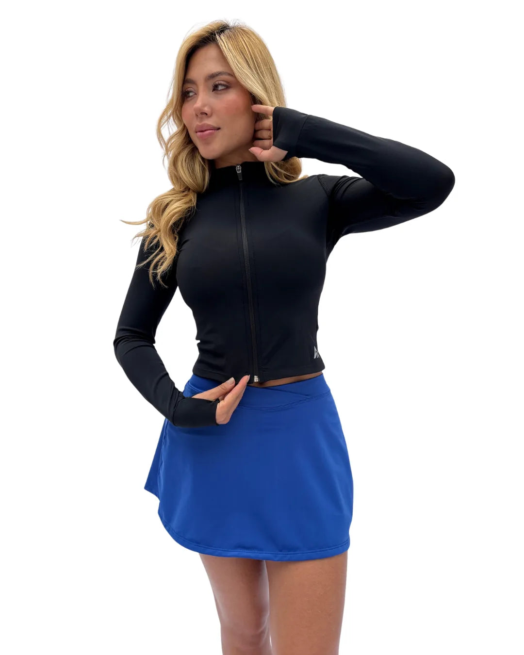 Falda short deportiva Elipse negra pura 2-en-1 - At Fit Sport Colombia
