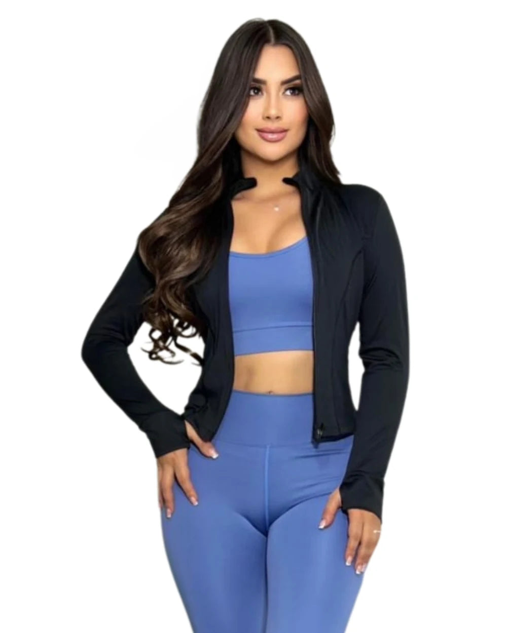 Chaqueta deportiva mujer slim fit para yoga, gym y running — At Fit Sport Colombia