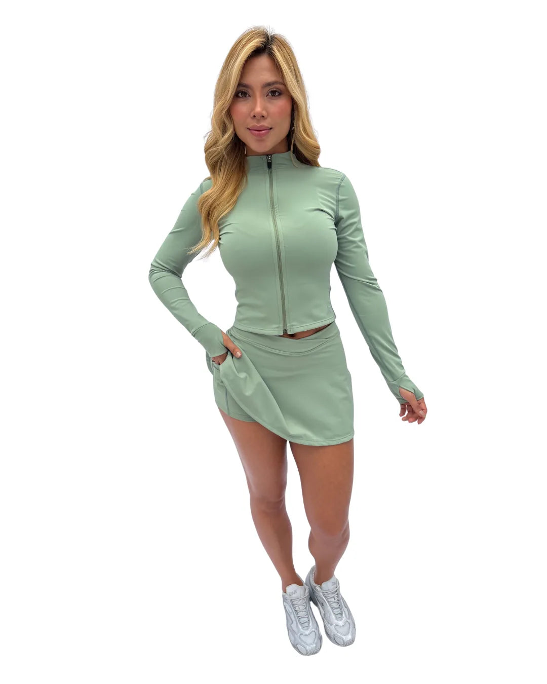 Falda short deportiva Elipse verde menta para tenis y pádel - At Fit Sport Colombia