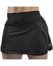 Falda Short Deportiva Inca 2 en 1 para Tenis y Pádel: negro frontal — At Fit Sport Colombia