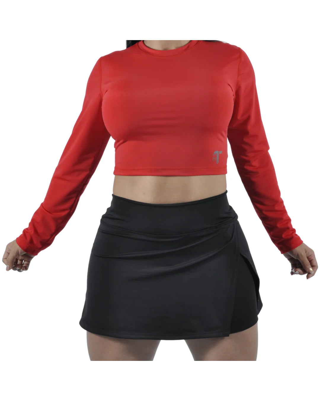 Falda Short Deportiva Inca 2 en 1 para Tenis y Pádel: negro look modelo — At Fit Sport Colombia