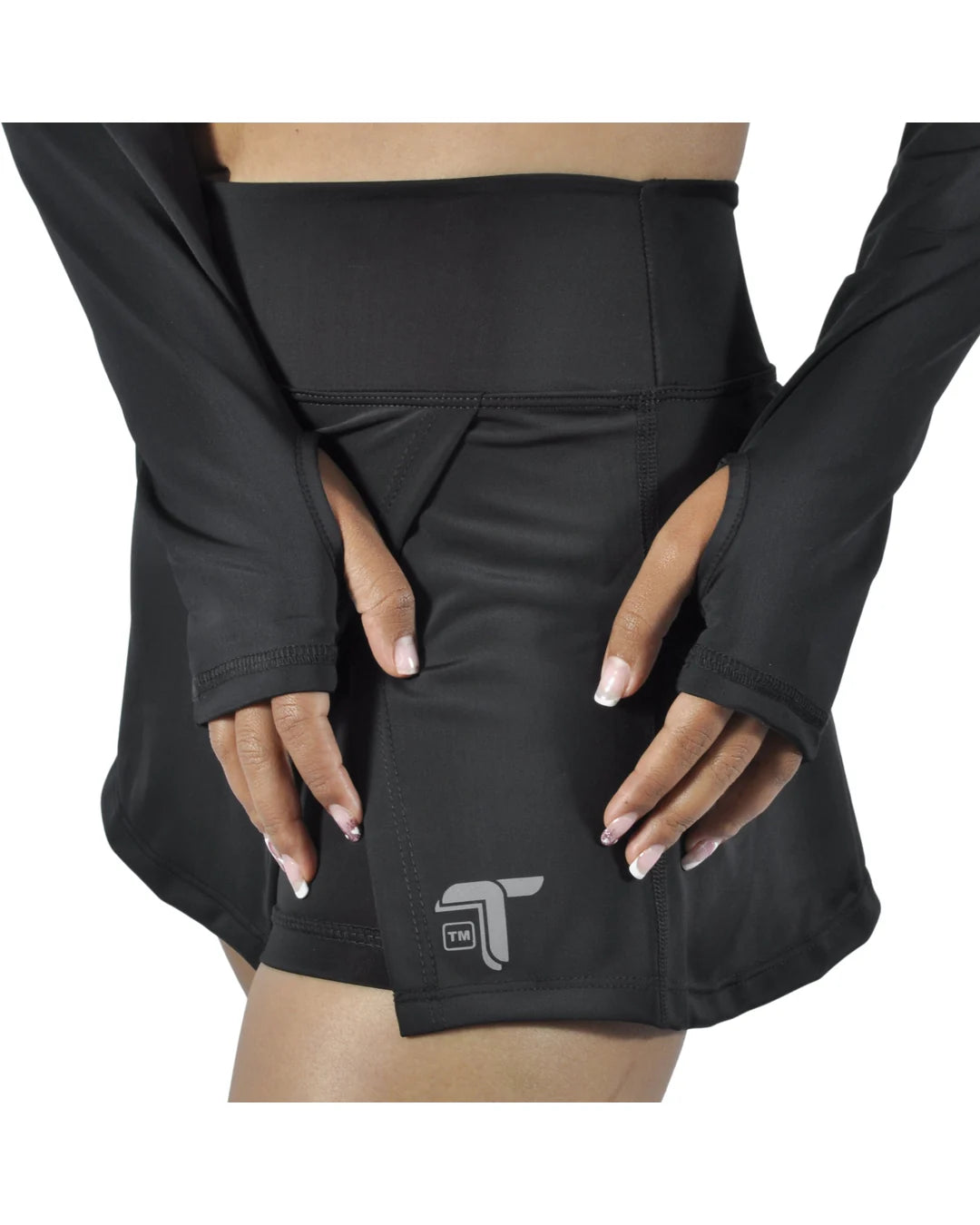 Falda Short Deportiva Inca 2 en 1 para Tenis y Pádel: negro detalle bolsillo — At Fit Sport Colombia