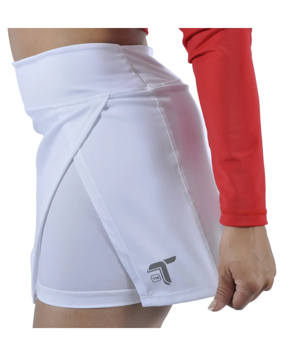 Falda Short Deportiva Inca 2 en 1 para Tenis y Pádel: blanco lateral — At Fit Sport Colombia