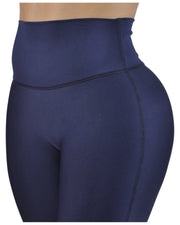 Leggings Deportivos Mujer Cacique Pretina Curva Alta: azul oscuro detalle pretina — At Fit Sport Colombia